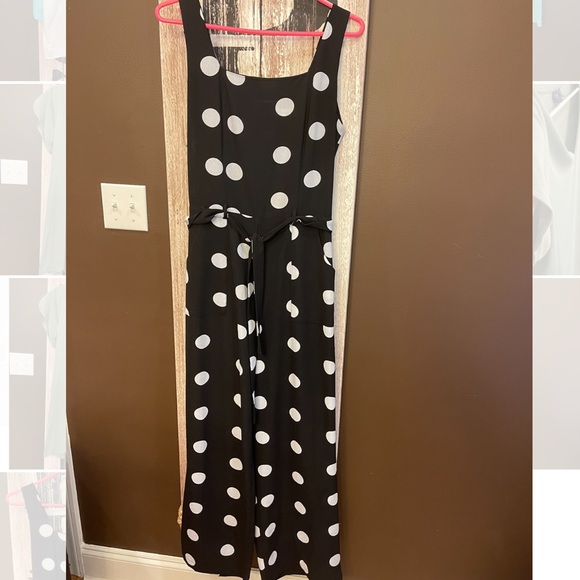 Monteau Women's Polka Dot Flutter Sleeve Jumpsuit White Size Petite XL